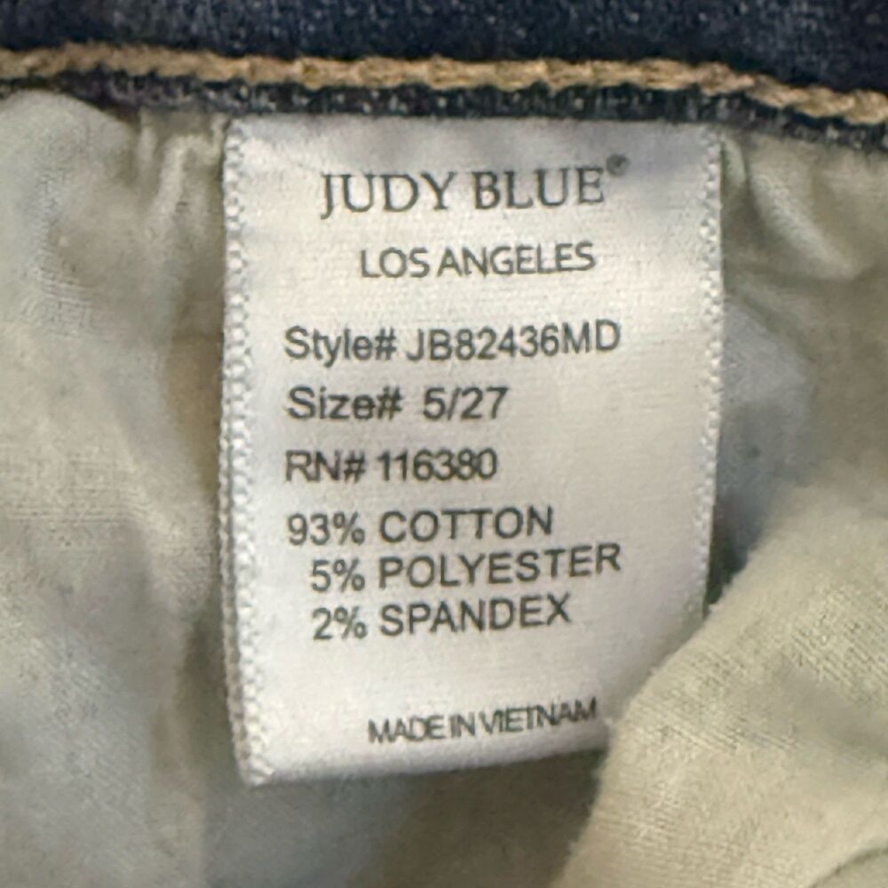 Judy Blue Jeans Womens 5/27 Blue Sraight Fit Distressed Ripped Stretch JB82436MD - Picture 8 of 10